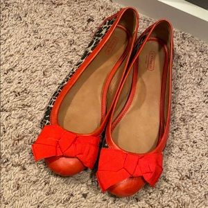 Coach orange/leopard flats